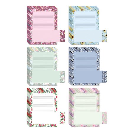 BETTER OFFICE PRODUCTS Floral Paper Stationery Set, 50 Lined Sheets+50 Env, Letter Size, 6 Designs, 100PK 63908